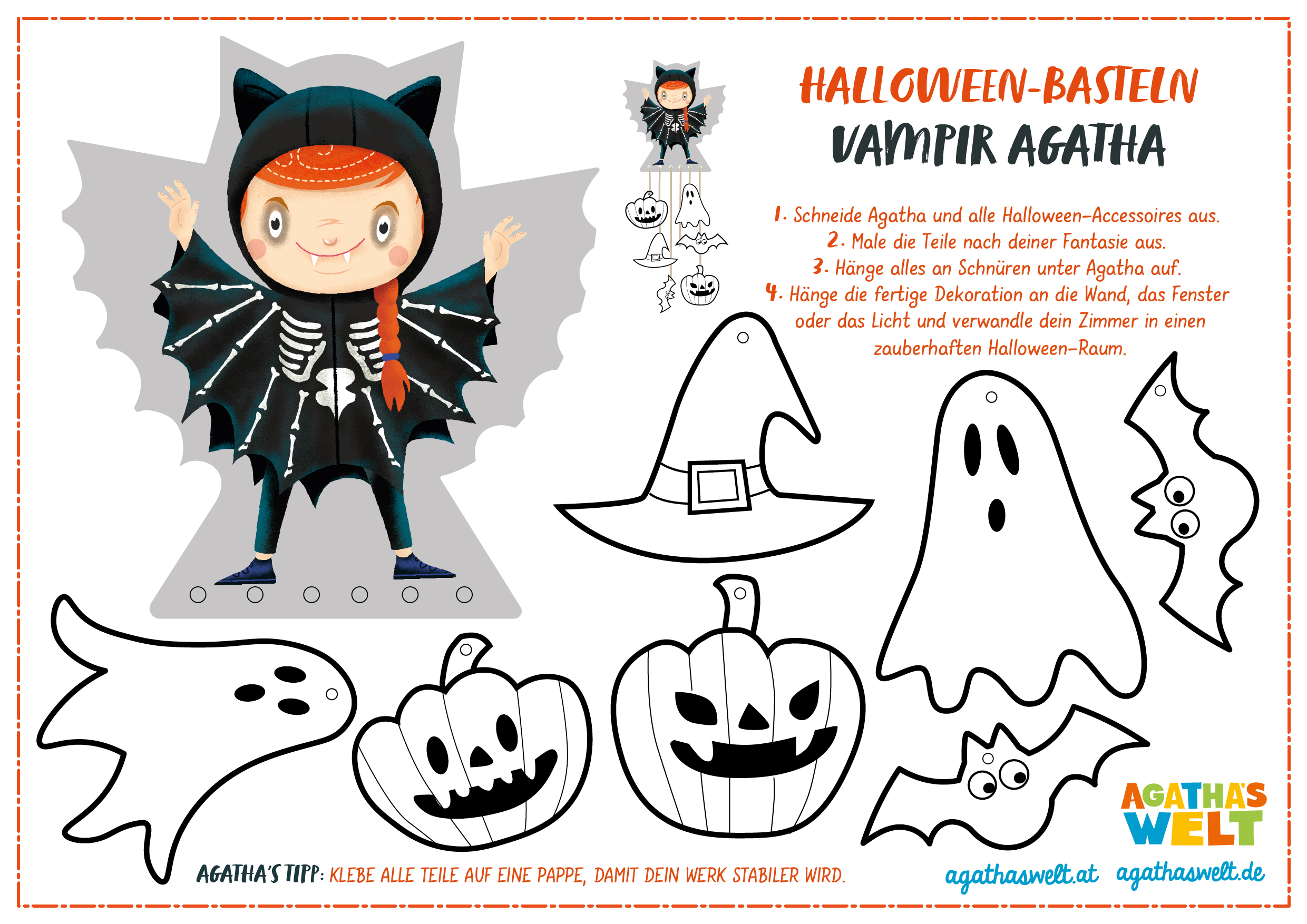Kostenloser Download - Halloween Basteln Vampir Agatha
